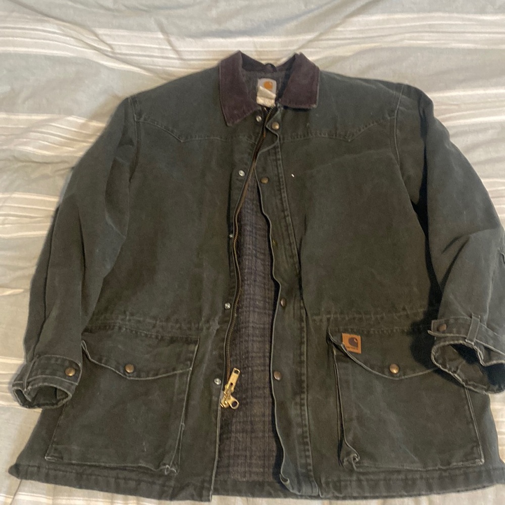 Vintage Carhartt Mens L Brown C52 Blanket Lined Chore Barn Ranch Jacket